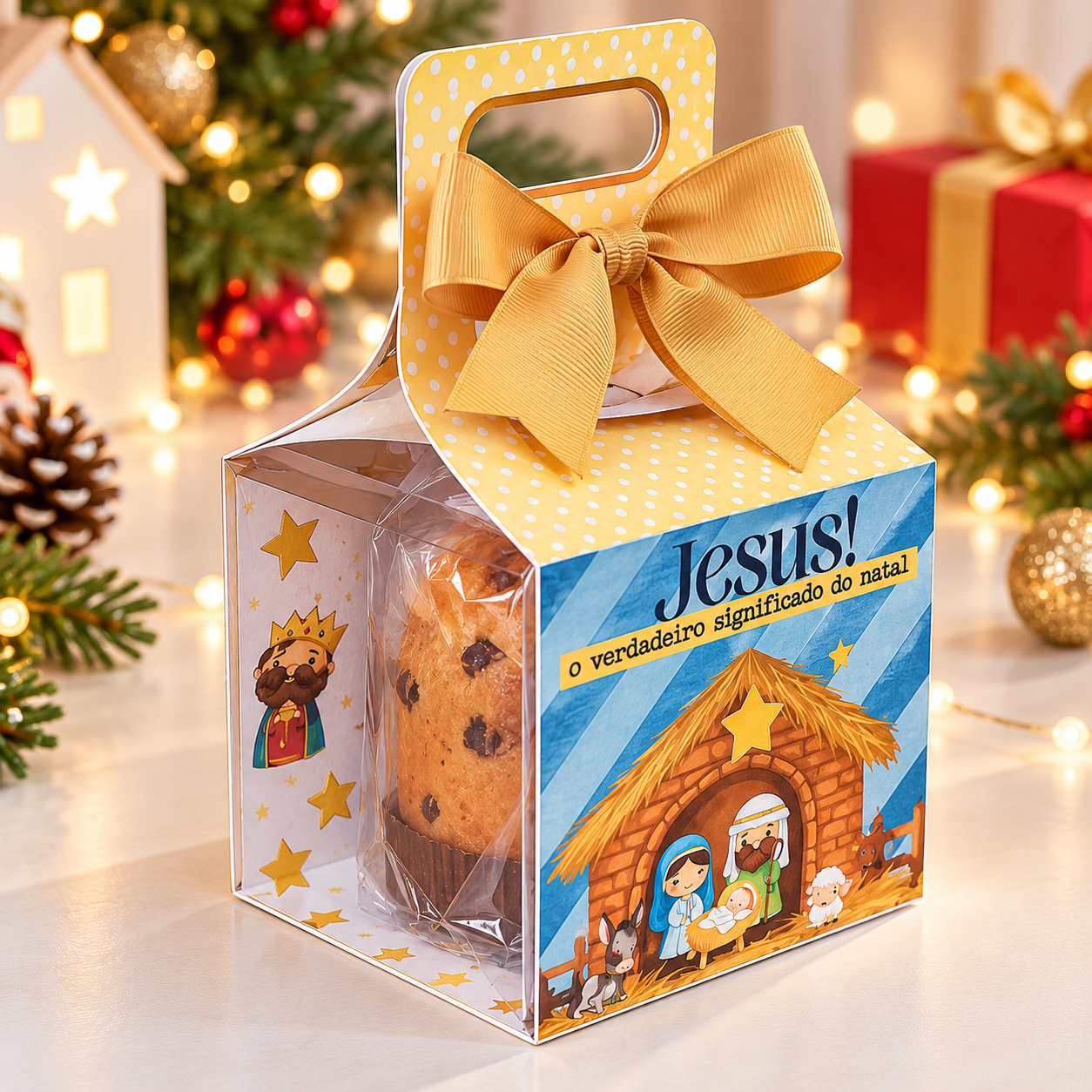 Caixa Mini Panetone 80g - Natal 1