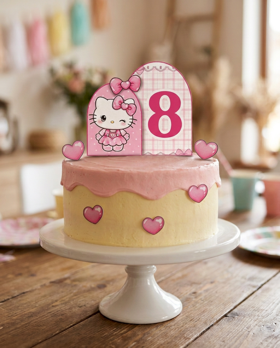 Hello Kitty - Topo de Bolo Cenário 1