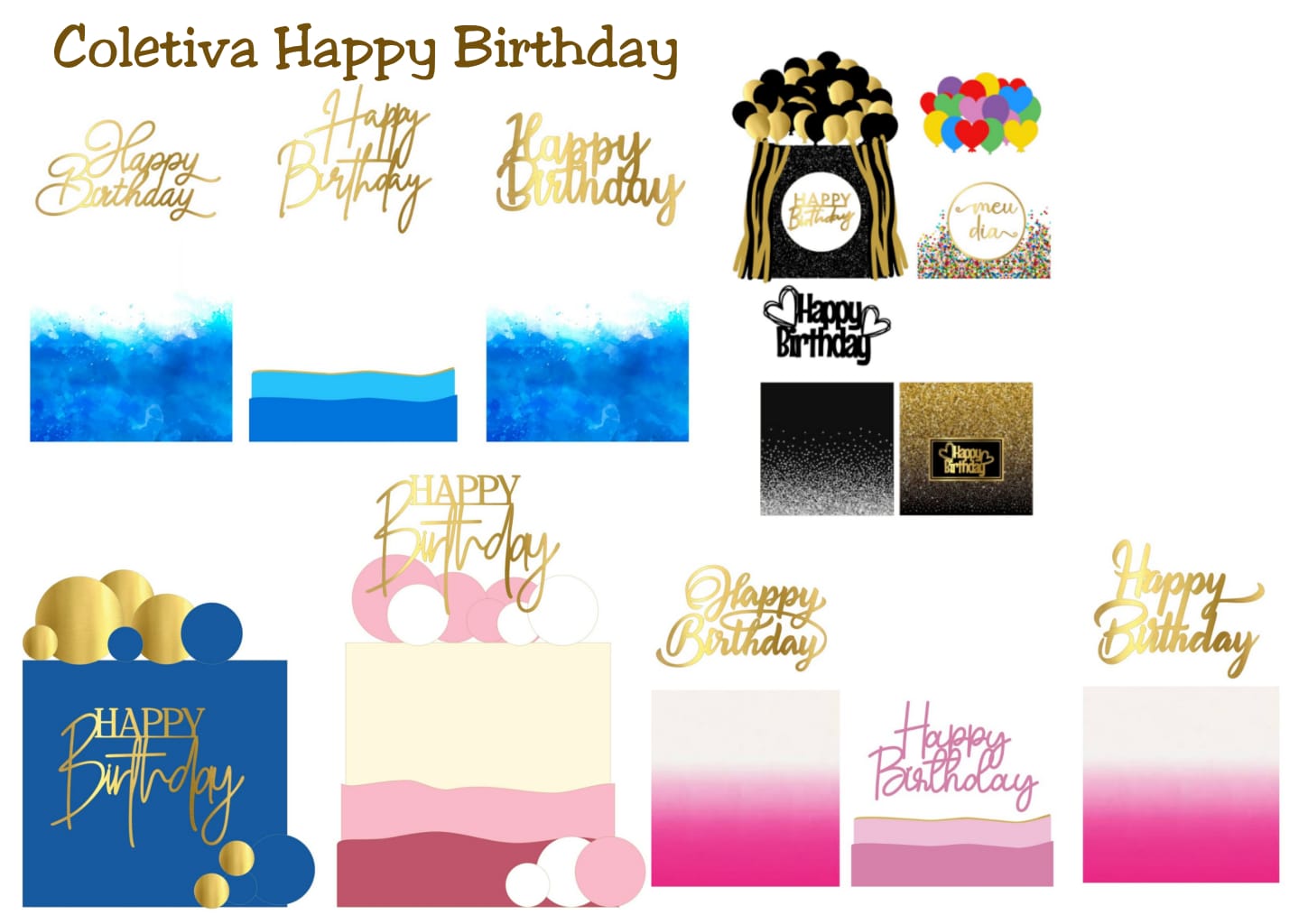 Topo de Bolo - Happy Birthday 1