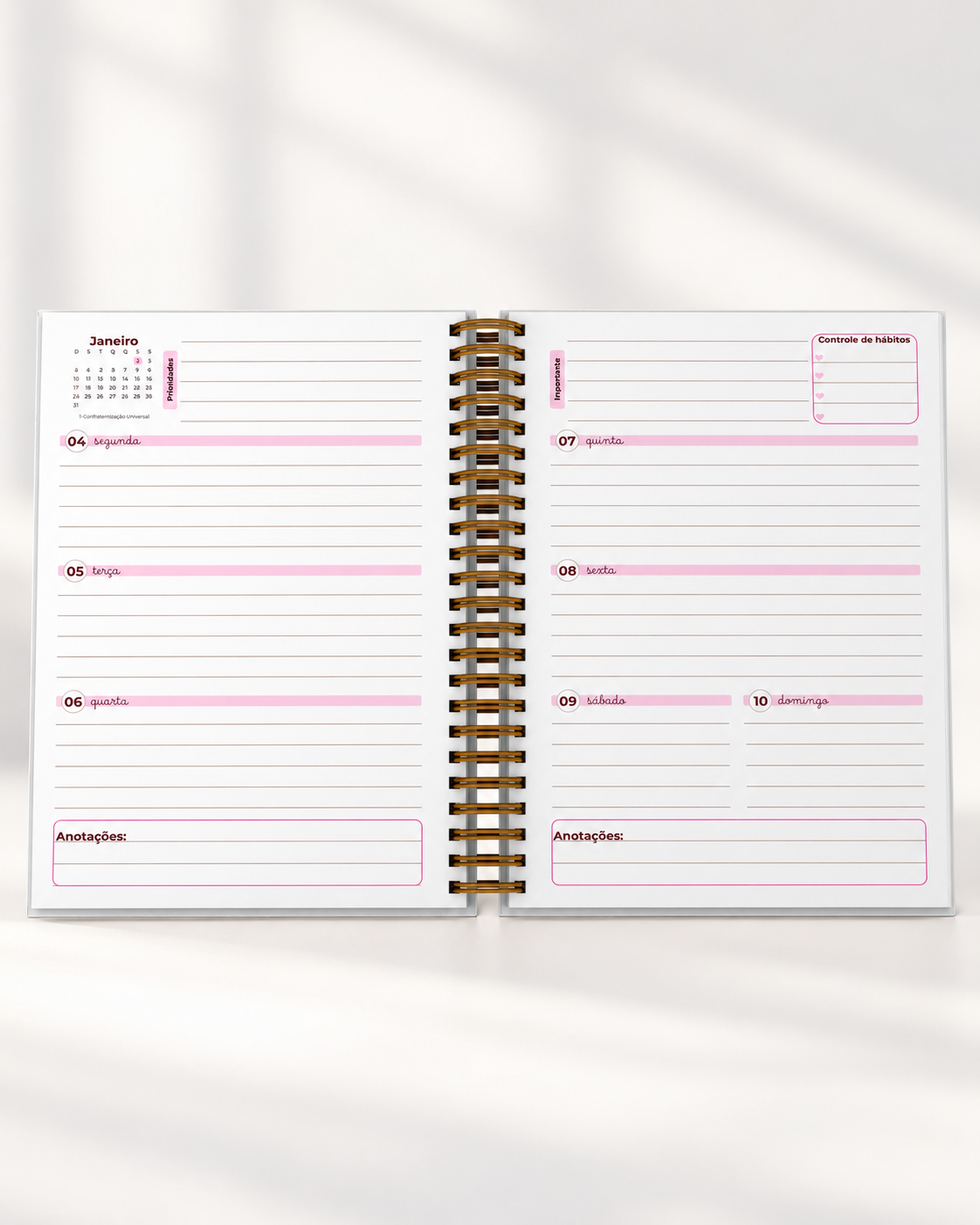 Planner Rosa 2027 - Encadernação 3