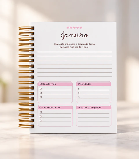 Planner Rosa 2027 - Encadernação