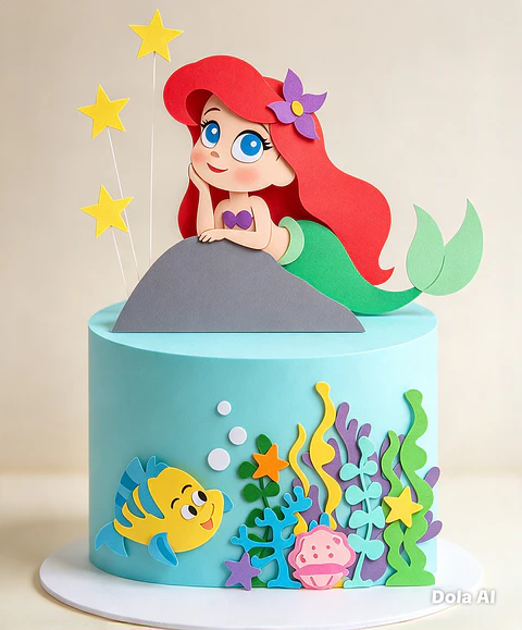 Topo de Bolo - A Pequena Sereia Ariel