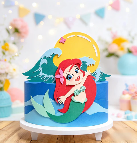 Topo de Bolo - A Pequena Sereia Ariel