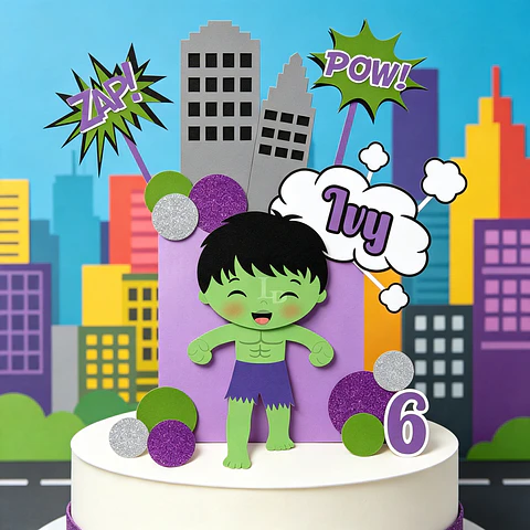 Topo de Bolo - Hulk