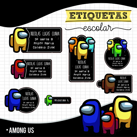 Among Us - Etiquetas Escolares