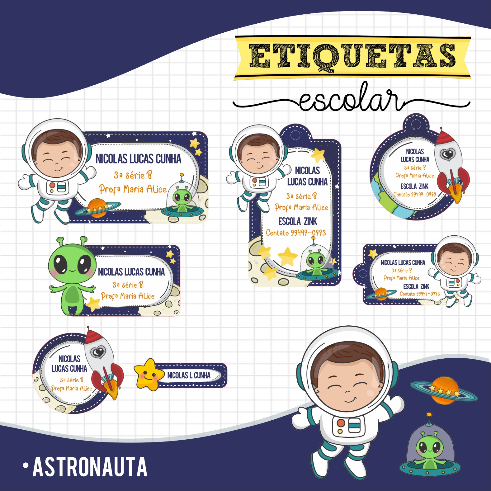 Astronauta - Etiquetas Escolares 1