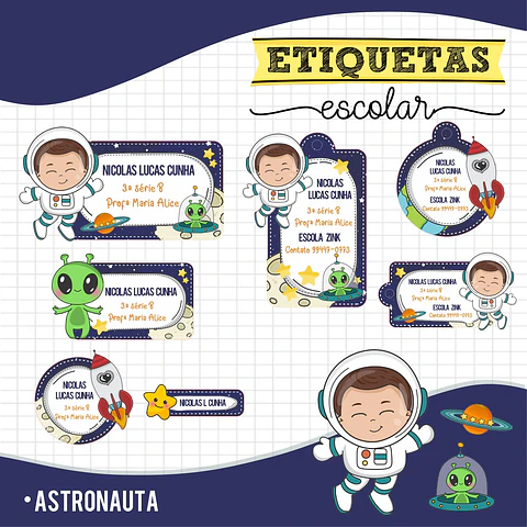 Astronauta - Etiquetas Escolares