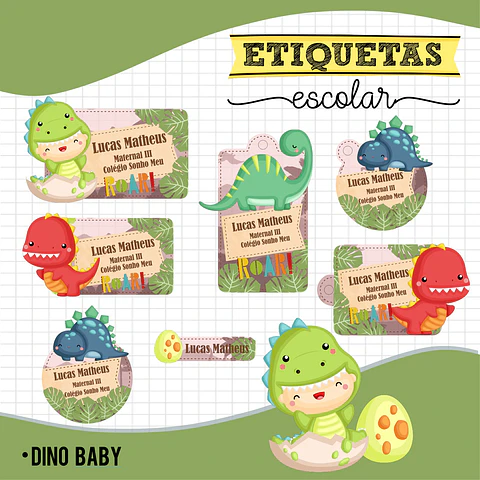 Dino Baby - Etiquetas Escolares