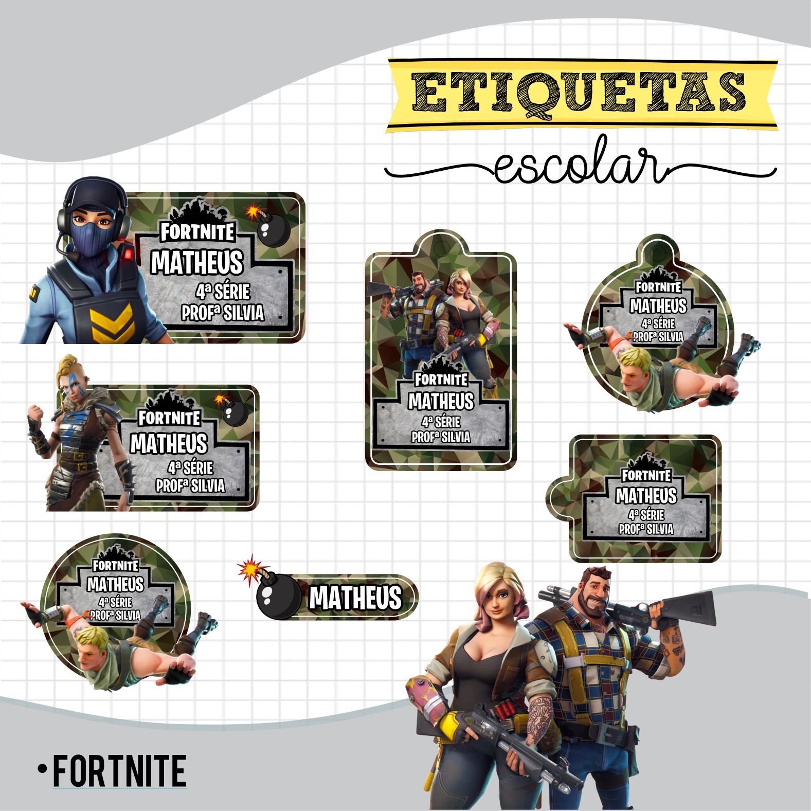 Fortnite - Etiquetas Escolares 1