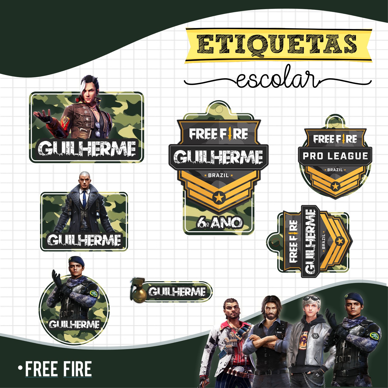 Free Fire - Etiquetas Escolares 1