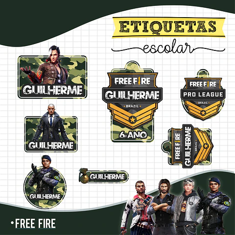Free Fire - Etiquetas Escolares