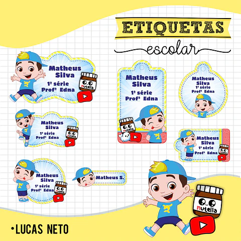 Luccas Neto - Etiquetas Escolares