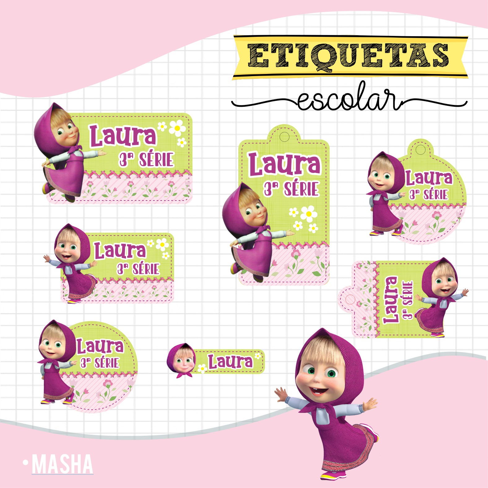 Masha - Etiquetas Escolares 1