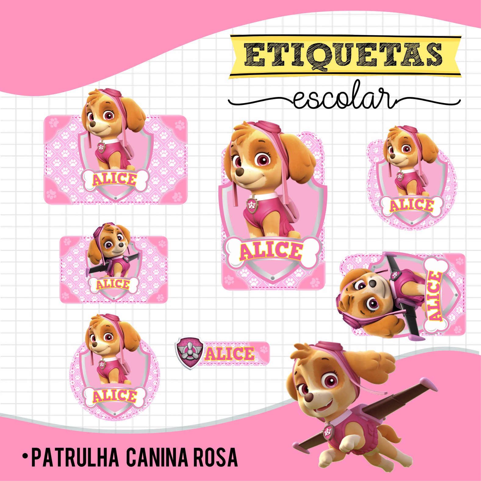 Skye (Patrulha Canina) - Etiquetas Escolares 1