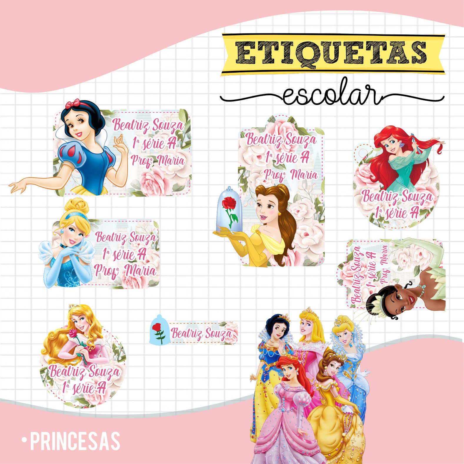 Princesas - Etiquetas Escolares 1