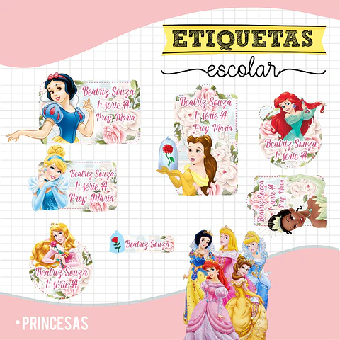 Princesas - Etiquetas Escolares