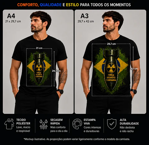 Camiseta algodão bomba atômica com estampa digital 