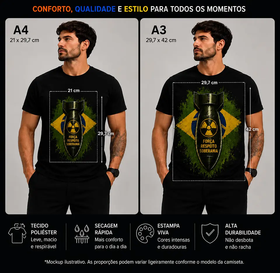 Camiseta algodão bomba atômica com estampa digital  1