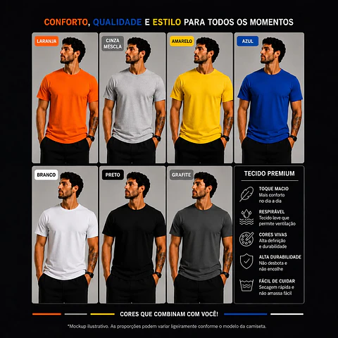 Camiseta algodão fio 30 (pct com 100 peças)