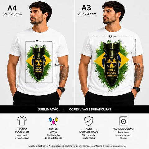 Camiseta Poliéster dryfit bomba atômica com estampa sublimada