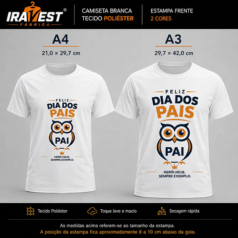 Camiseta Poliéster Dryfit Pai Coruja