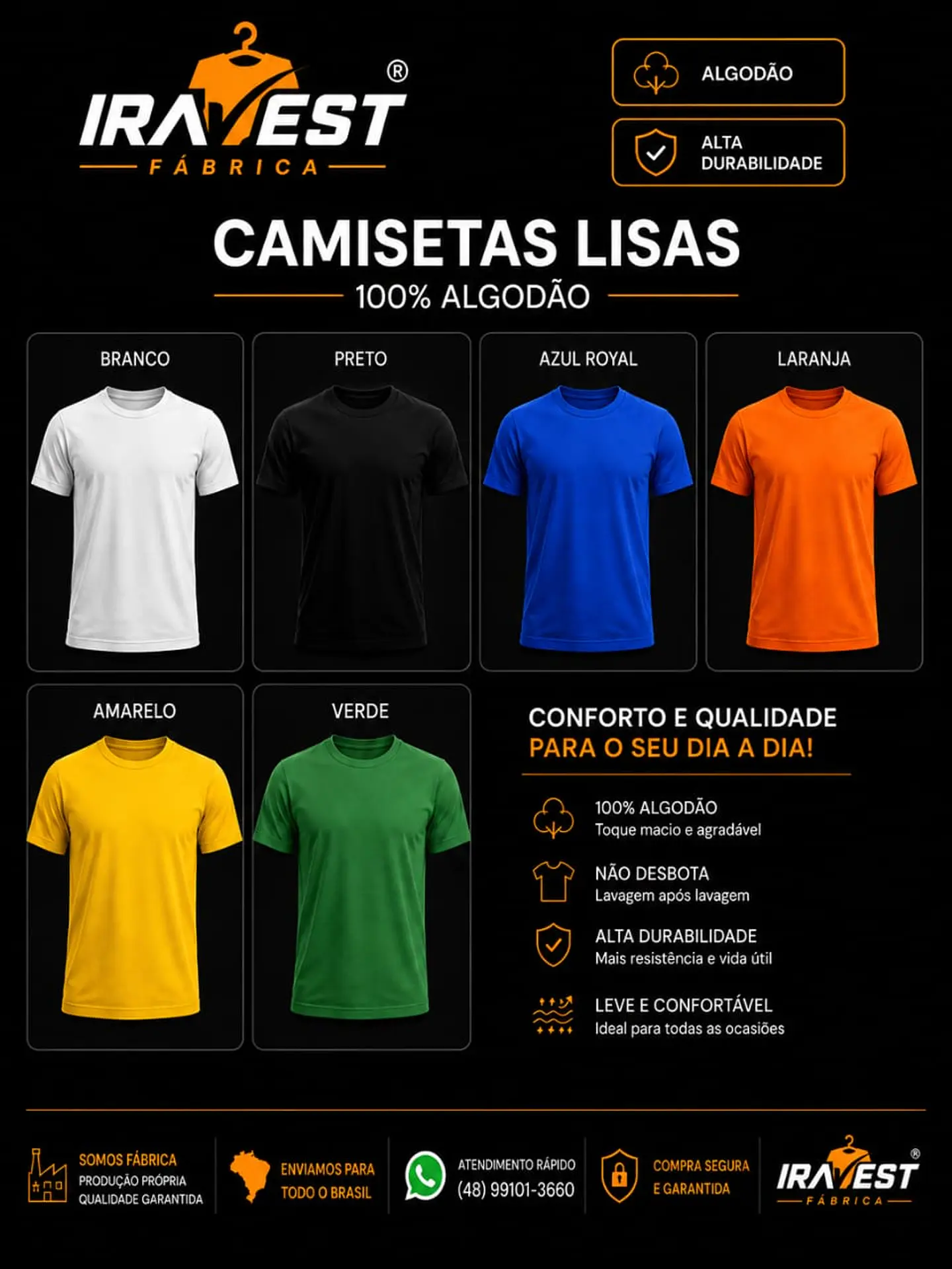 Camiseta algodão fio 30 a partir de 1 peça 1