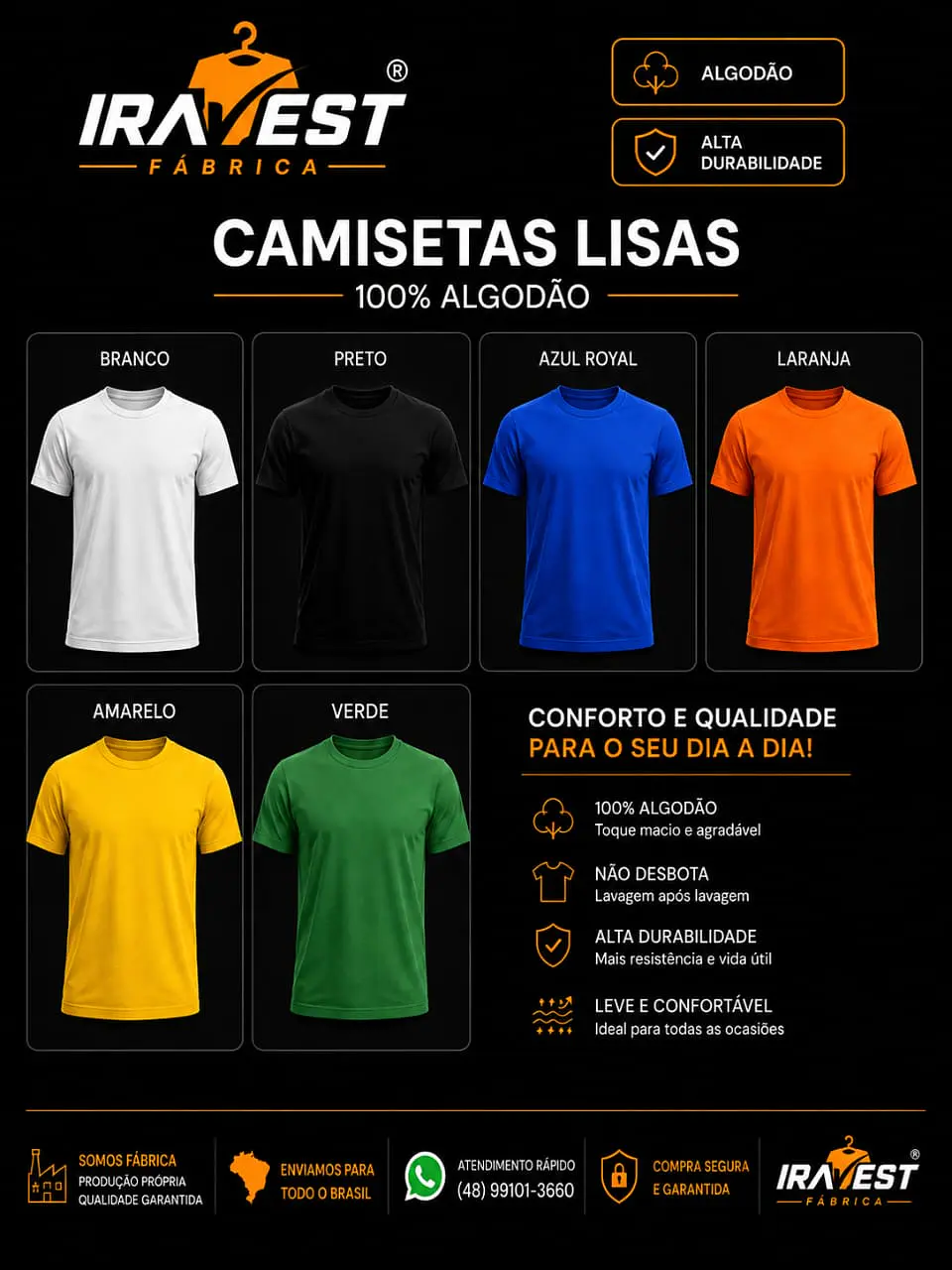 Camiseta algodão fio 30 a partir de 1 peça 1