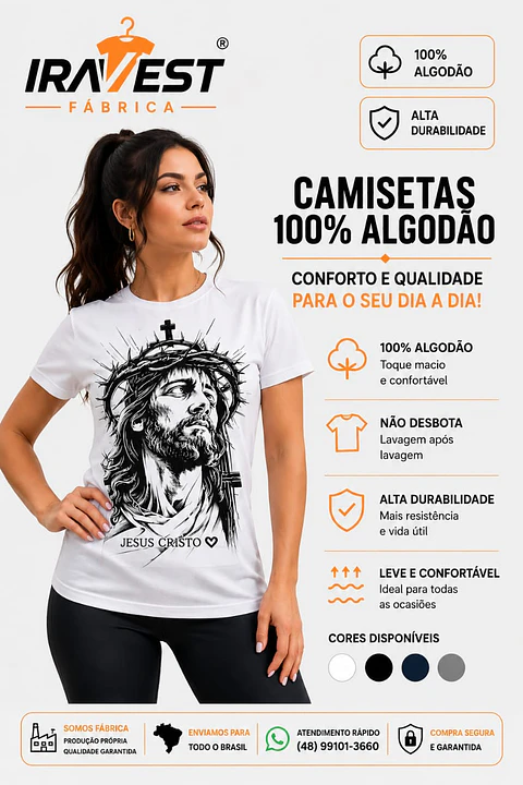 Camiseta Algodão Jesus Cristo / serigrafia