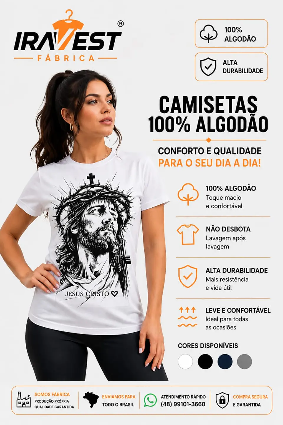 Camiseta Algodão Jesus Cristo / serigrafia 1