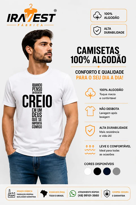 Camiseta Algodão CREIO / serigrafia 