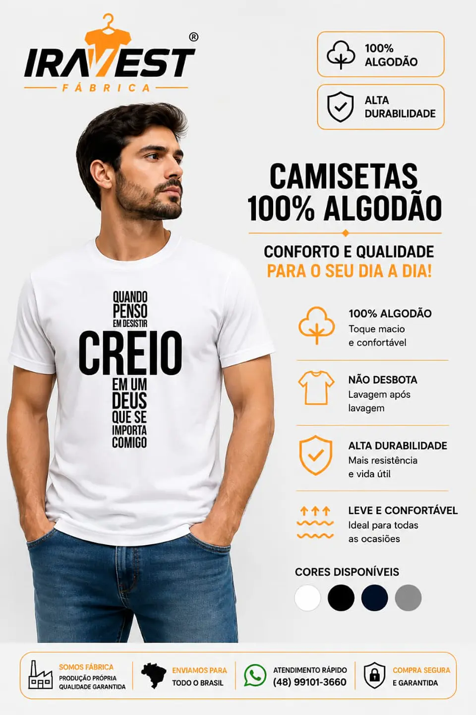 Camiseta Algodão CREIO / serigrafia  1