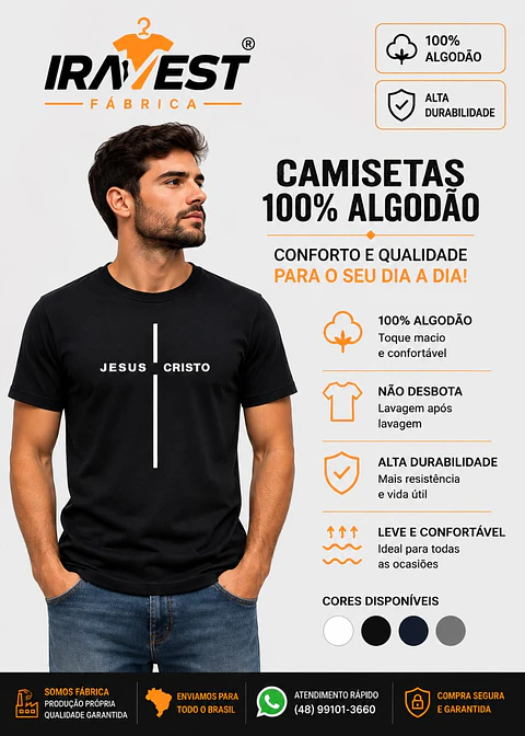 Camiseta Algodão CRUZ J.C./ serigrafia  