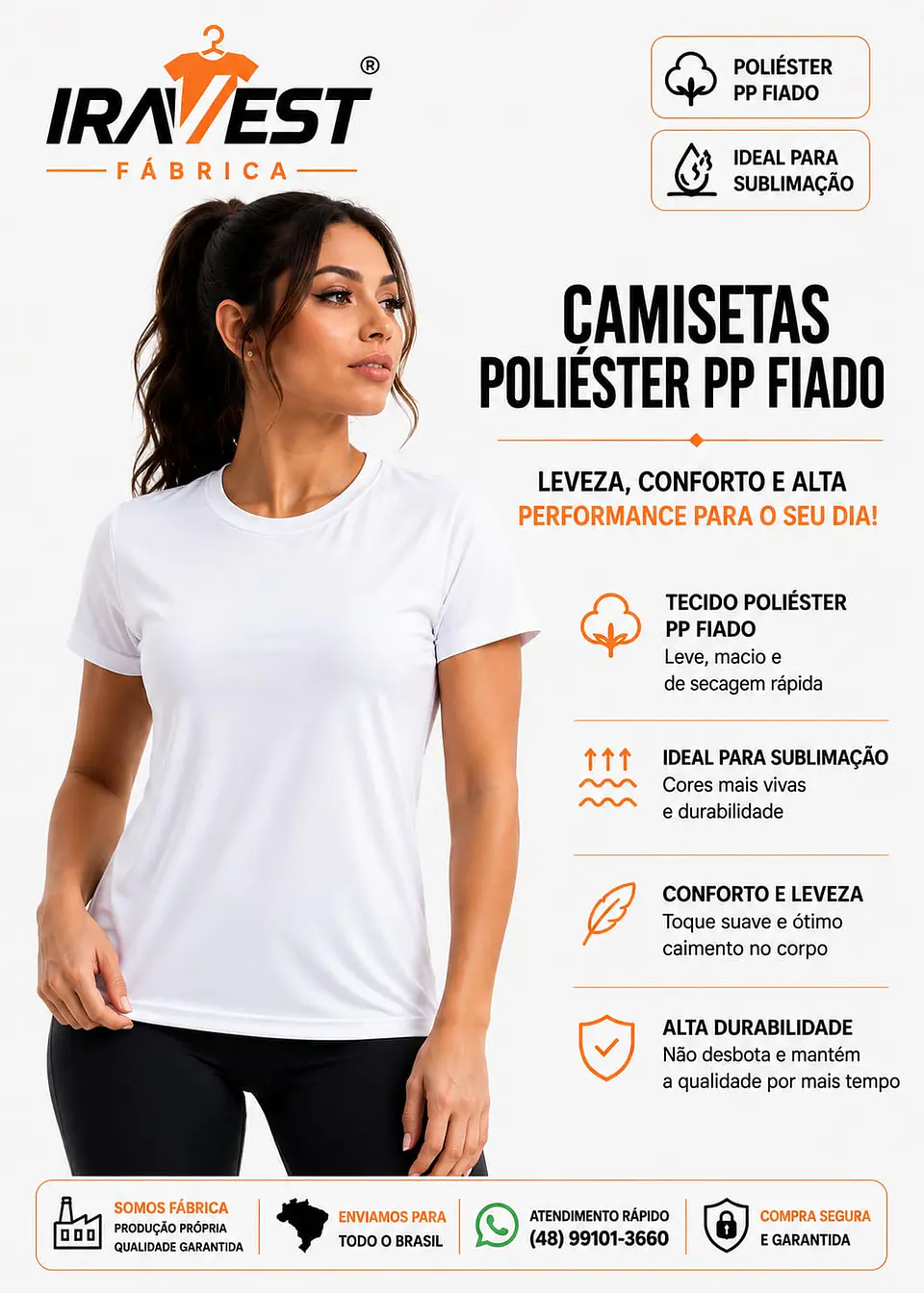 Camiseta poliéster PP fiado pct com 5 peças 1