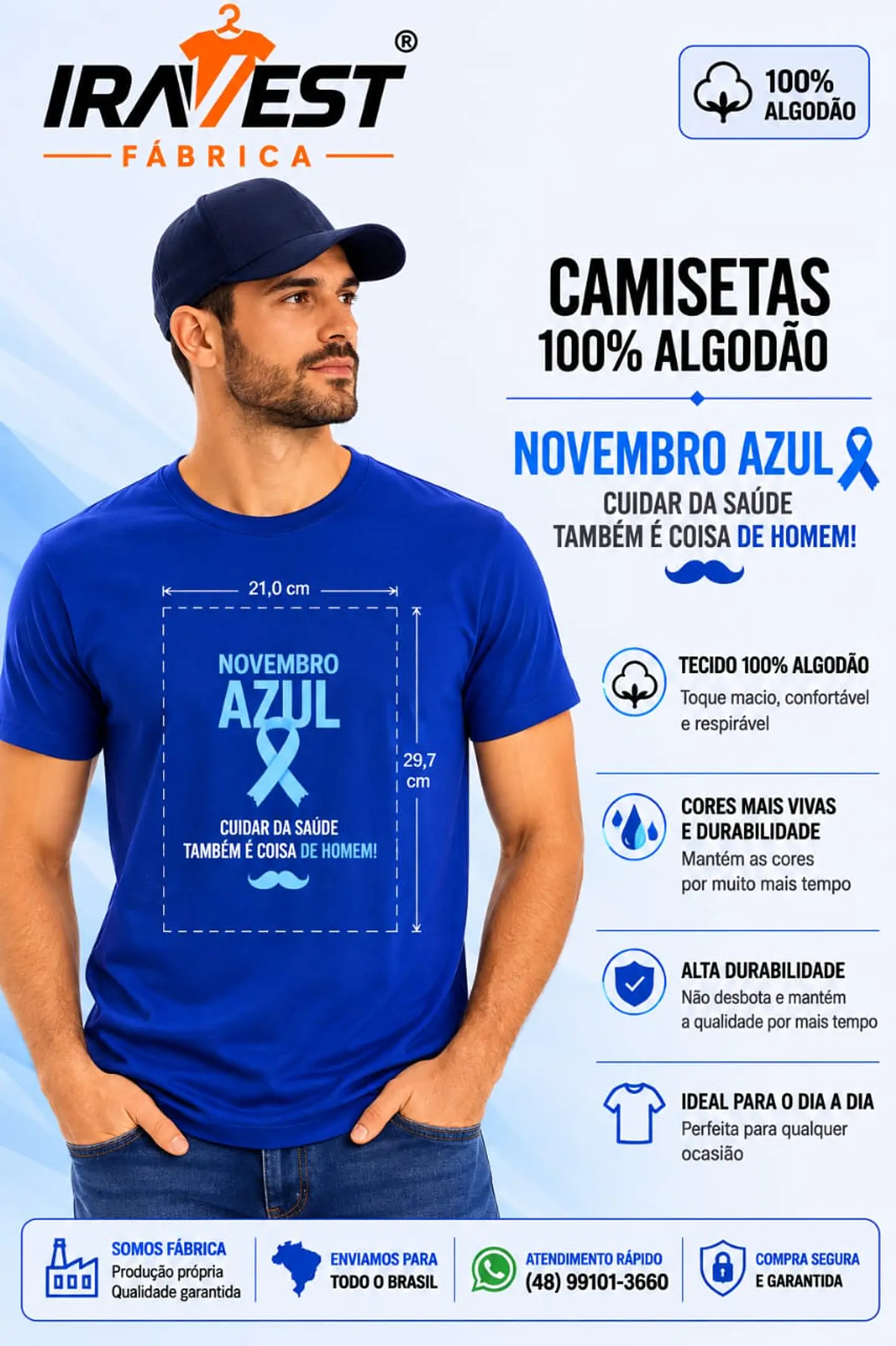 Camiseta Algodão Novembro AZUL 1