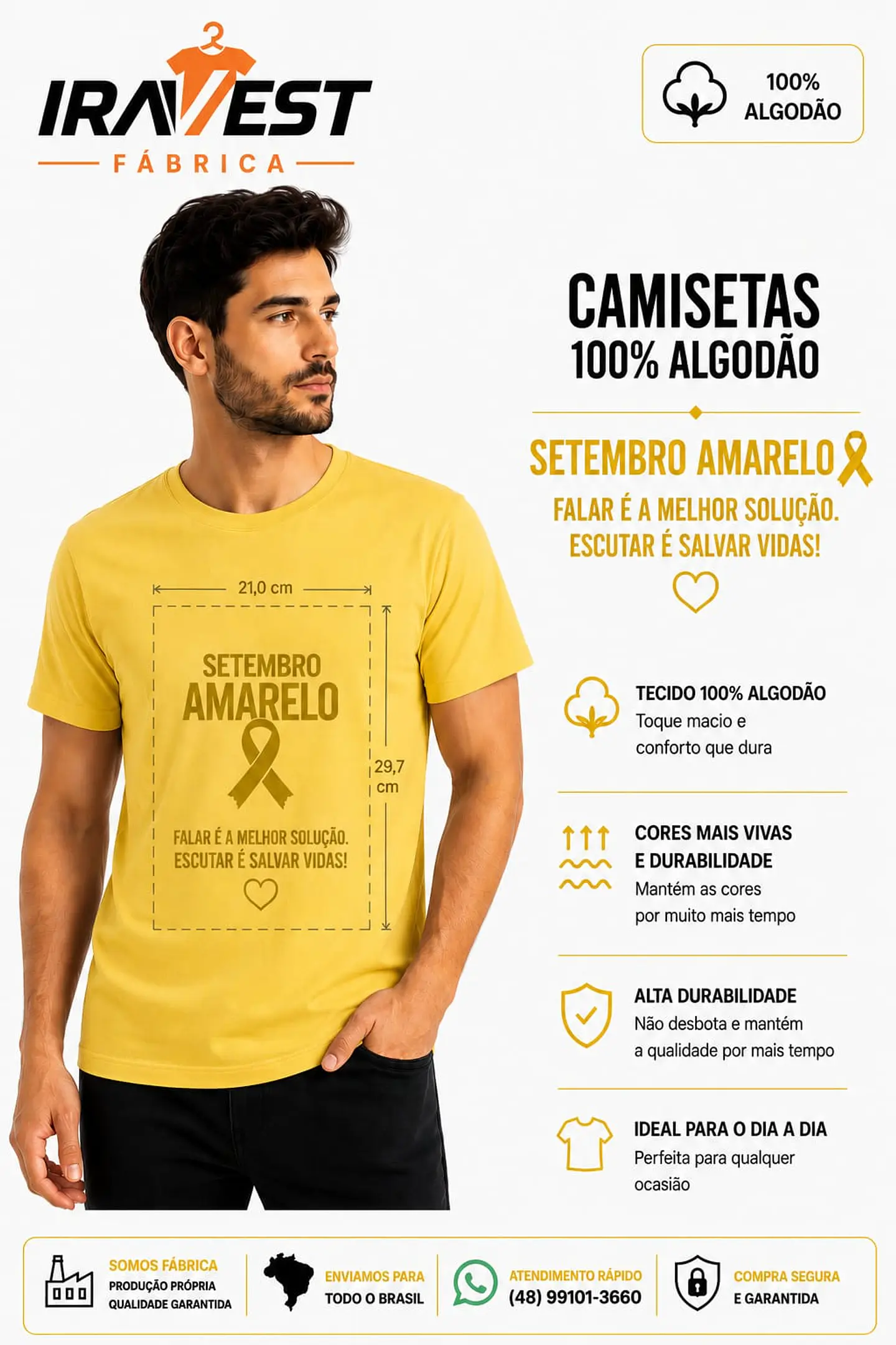 Camiseta Algodão SETEMBRO AMARELO 1