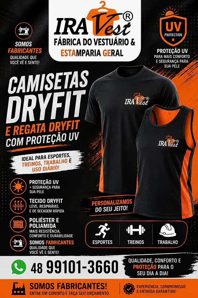A melhor fábrica de camisetas dryfit!