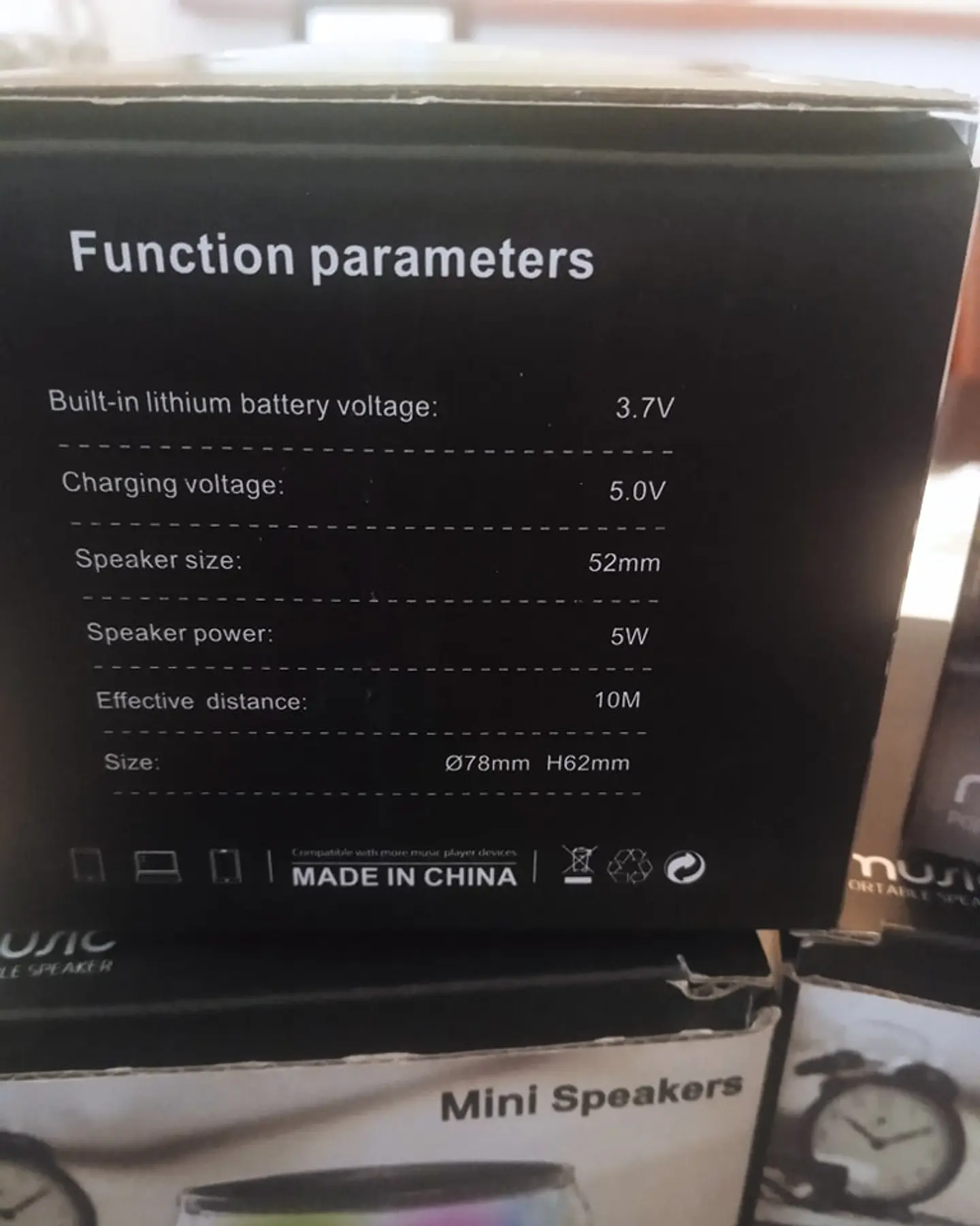 Mini coluna de som com iluminação, Hi-fi e estéreo 5W 5