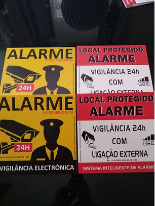 Placas de aviso de alarme em PVC
