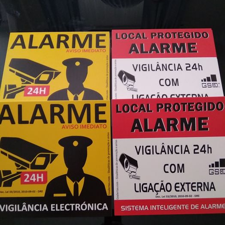 Placas de aviso de alarme em PVC 1
