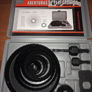 Caixa de 12 brocas redondas para serrar buracos de madeira