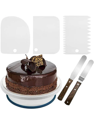 Base rotativa para bolos de 28 cm com 5 espátulas com plataforma gira.