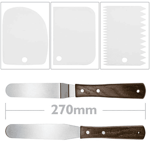 Base rotativa para bolos de 28 cm com 5 espátulas com plataforma gira.