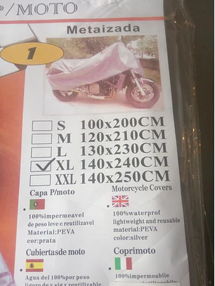 Capa para motas ou bicicletas 2,4 x 1,4 m TM-XL