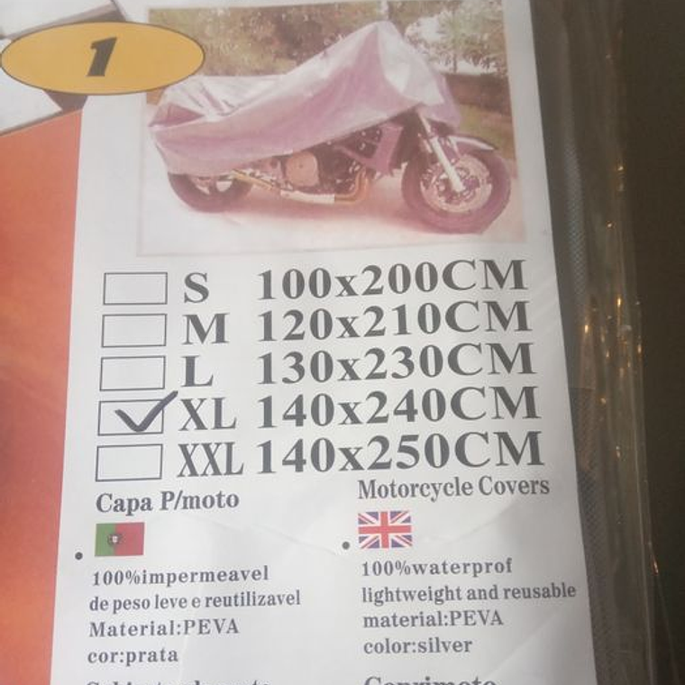 Capa para motas ou bicicletas 2,4 x 1,4 m TM-XL 2