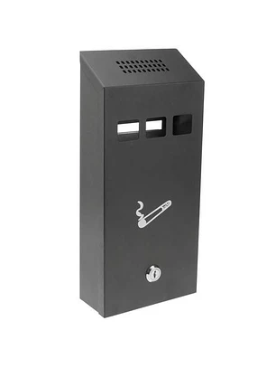 Cinzeiro de parede para exterior de metal preto 147 x 60 x 324 mm