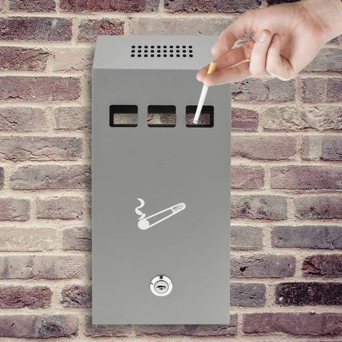 Cinzeiro de parede para exterior de metal cinza 147 x 60 x 324 mm

24, 1