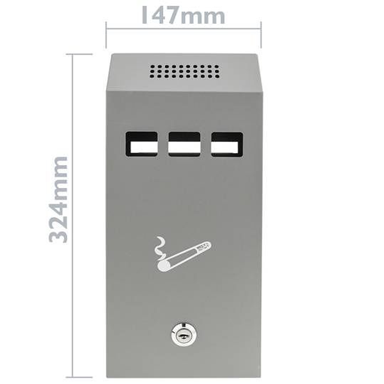 Cinzeiro de parede para exterior de metal cinza 147 x 60 x 324 mm

24, 3