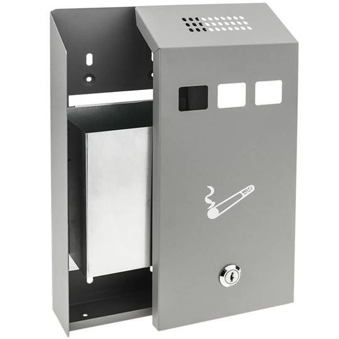 Cinzeiro de parede para exterior de metal cinza 147 x 60 x 324 mm

24, 5