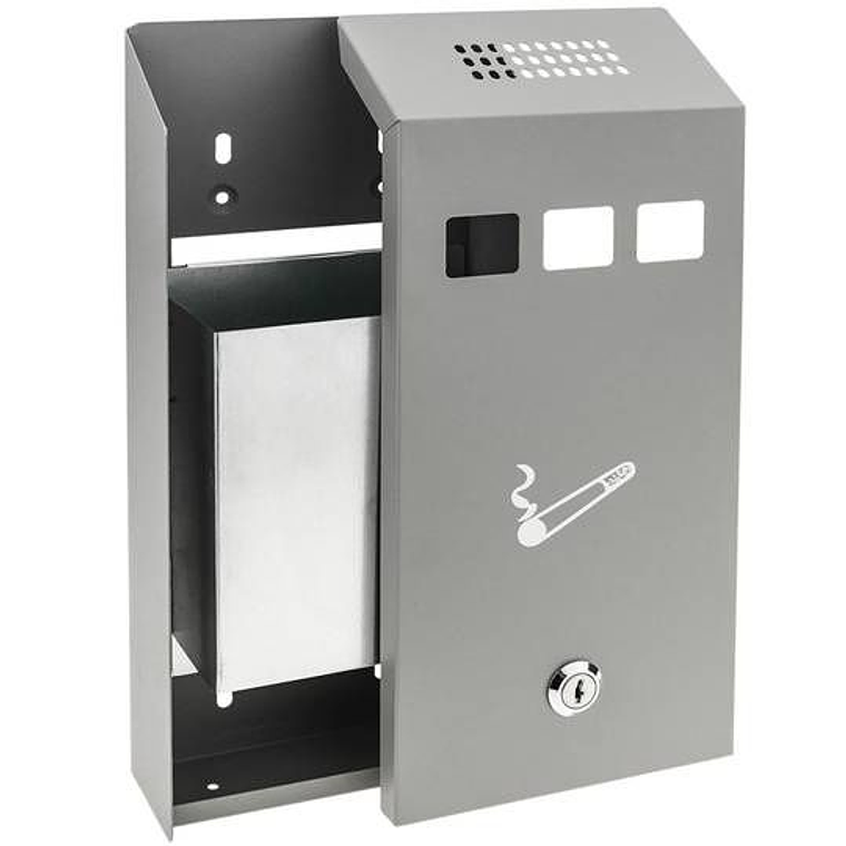 Cinzeiro de parede para exterior de metal cinza 147 x 60 x 324 mm

24, 5