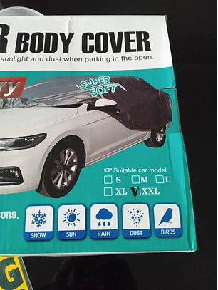 Capa proteção para carro ou carrinha M/L/XL ou XXL